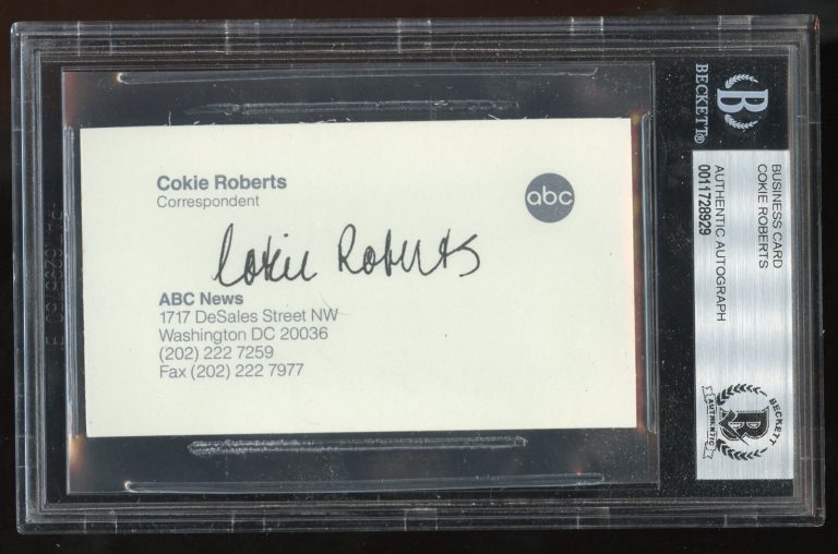 Cookie Roberts signed autograph auto Correspondent Business Card BAS Slabbed