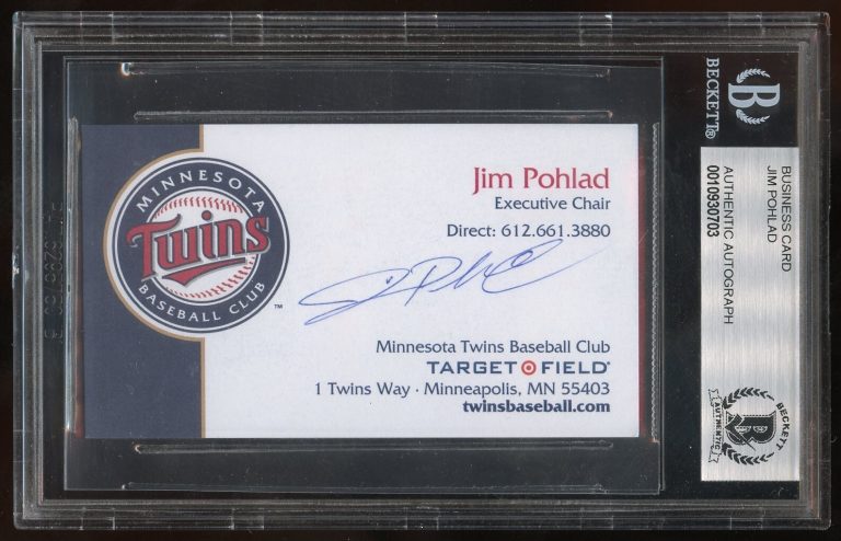 Jim Pohlad signed autograph Minnesota Executive Chair Baseball Business Card BAS