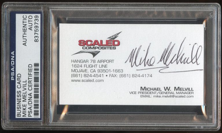 Mike Melvill signed autograph American Aircraft Pilot Business Card PSA Slabbed