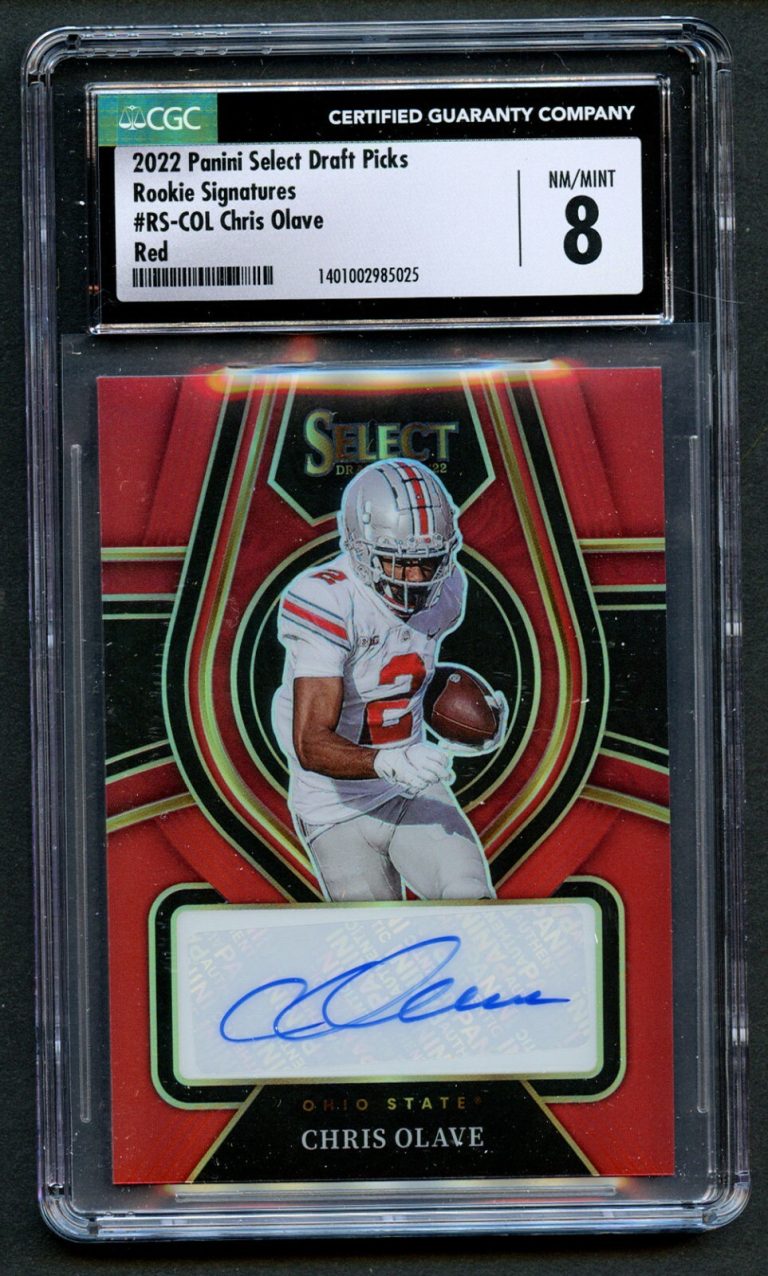 Chris Olave RS-COL 2022 Panini Select Draft Picks Rookie Signatures Red CGC 8