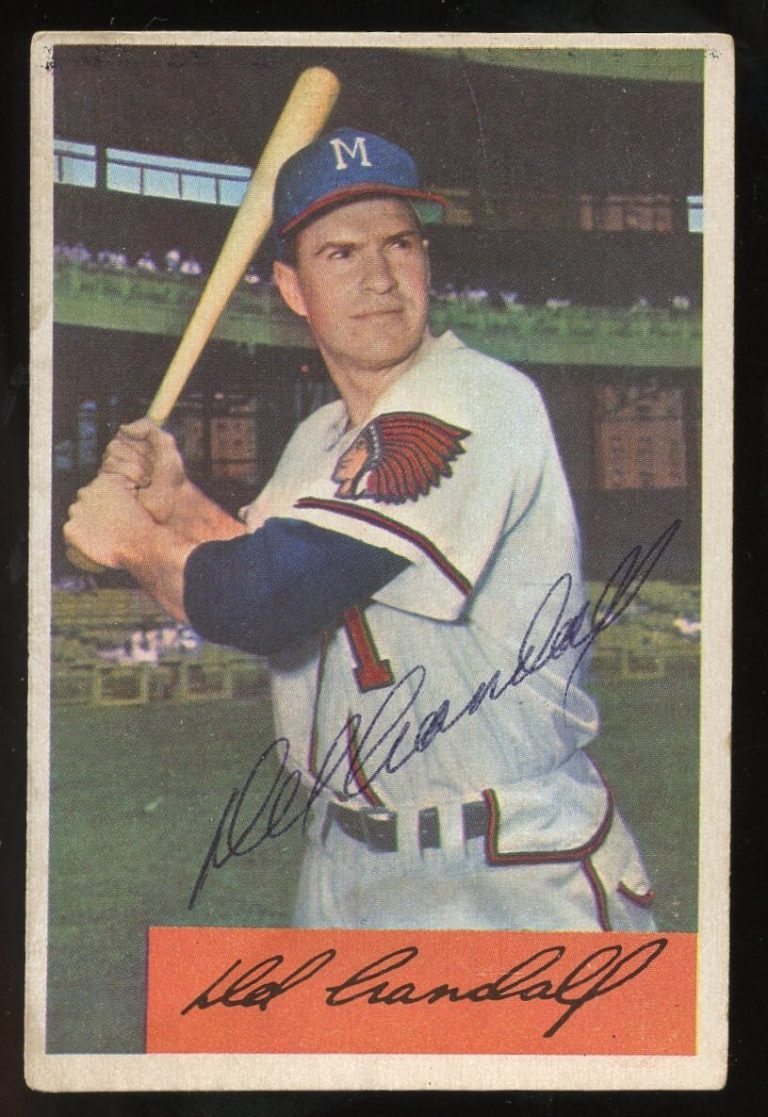 Del Crandall #32 signed autograph auto 1954 Bowman Baseball Trading Card