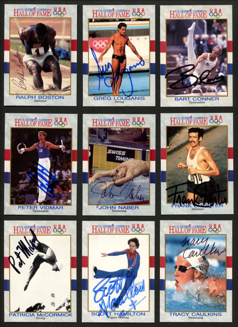 (9) 1991 Impel Olympic Hall of Fame Cards: Ralph Boston, Bart Conner, G Louganis