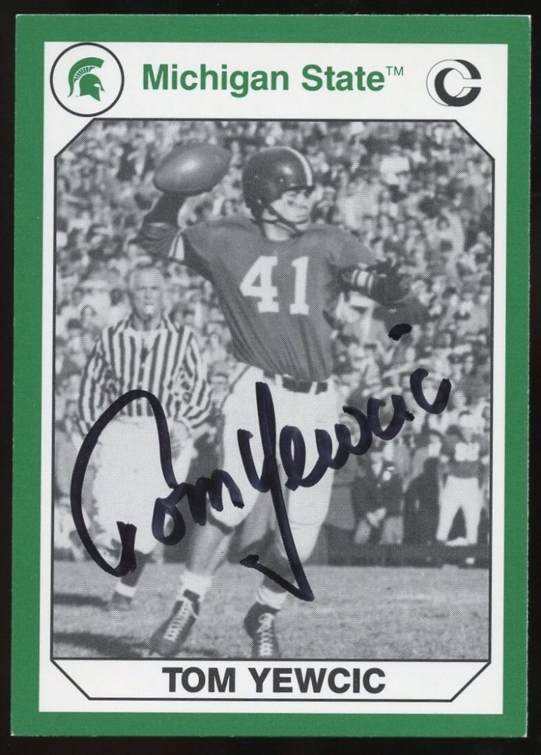 Tom Yewcic #48 signed autograph 1990 Michigan State Collegiate Collection Card