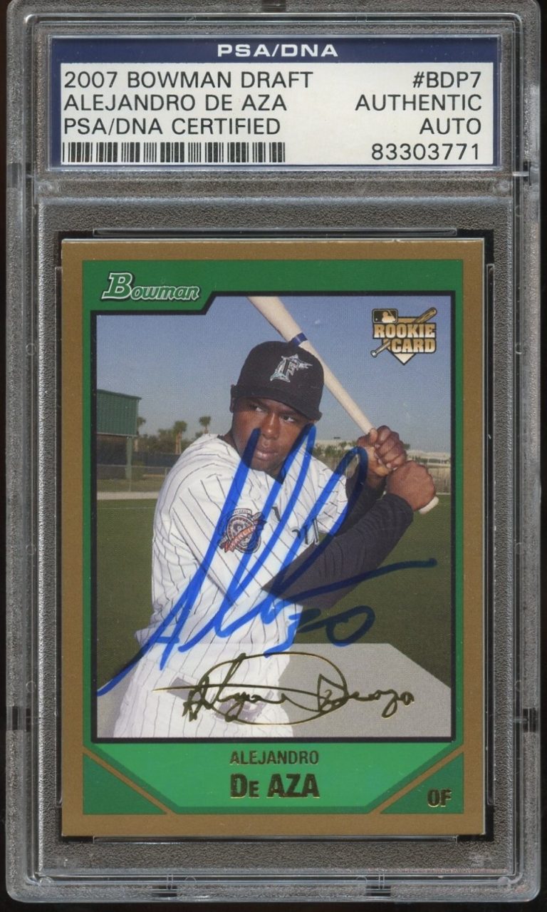 Alejandro De Aza #BDP7 signed autograph 2007 Bowman Draft Baseball Card PSA