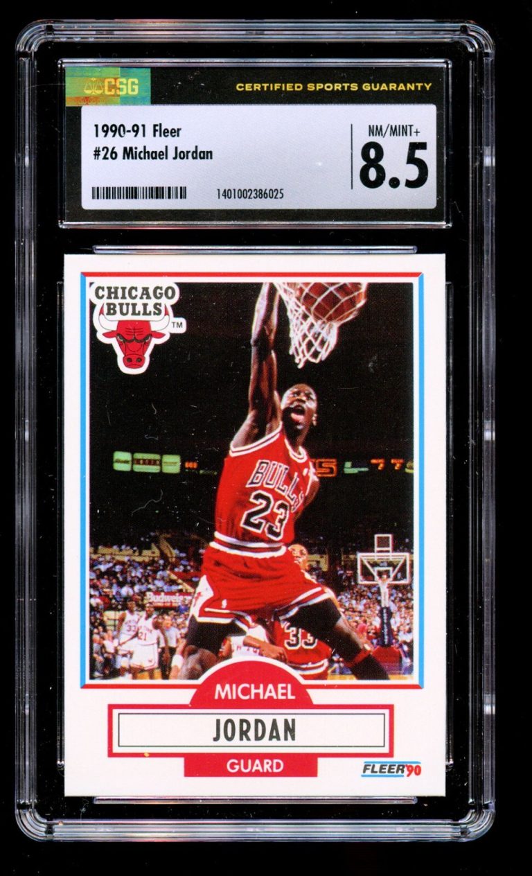 Michael Jordan #26 Fleer 1990-91 Chicago Bulls Basketball Trading Card CSG 8.5