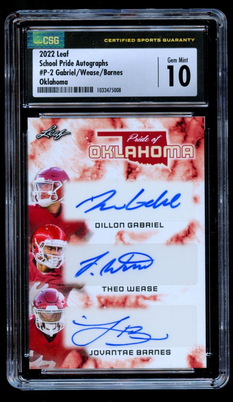 Dillon Gabriel, T Wease & J Barnes Pride of Oklahoma Autographs 224/231 CSG 10