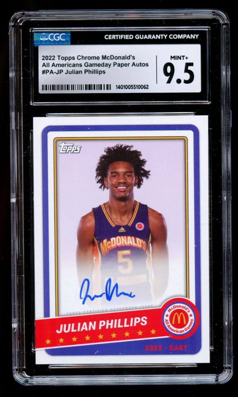 Julian Phillips 2022 Topps Chrome McDonald's AA Gameday Paper Autographs CGC 9.5