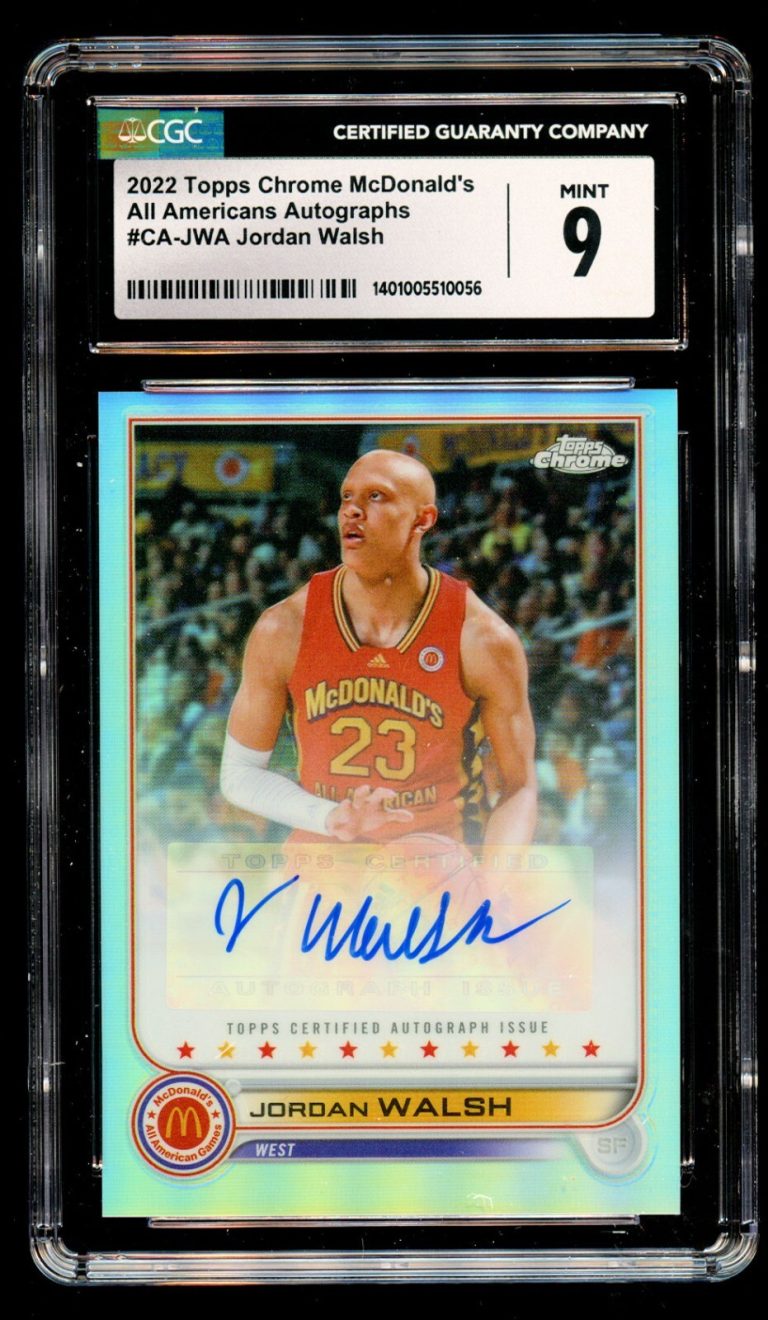 Jordan Walsh #CA-JWA 2022 Topps Chrome McDonald's All Americans Autographs CGC 9