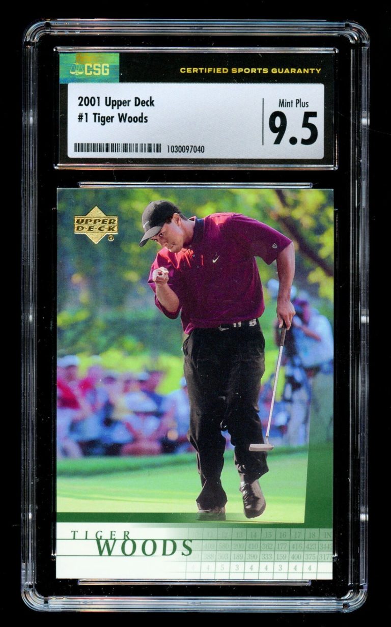 Tiger Woods 2001 Upper Deck Golf #1 Rookie RC Golf Trading Card CSG 9.5