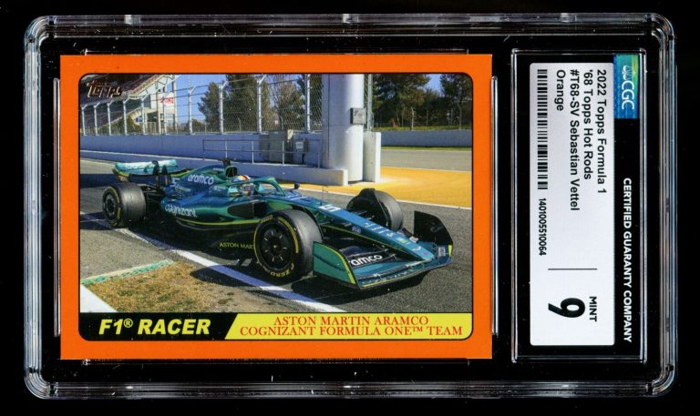Sebastian Vettel 2022 Topps F1 1968 Topps Hot Rods #T68-SV Orange 01/25 CGC 9