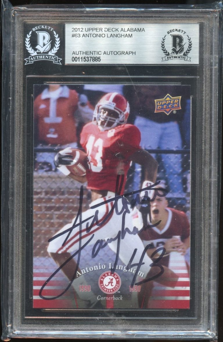 Antonio Langham #63 signed autograph 2012 Upper Deck Alabama Football Card BAS