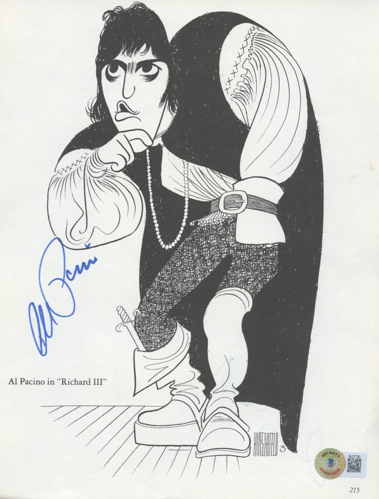 Al Pacino & Ellis Rabb signed autograph auto 8x11 cut Actors Al Hirschfeld BAS