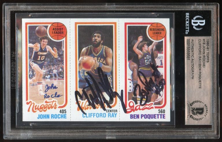 J Roche C Ray B Poquette #18 signed autograph 1980-81 Topps Basketball BAS Slab
