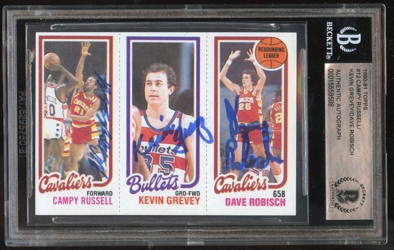 C Russell K Grevey D Robisch #12 signed autograph 1980-81 Topps Basketball BAS