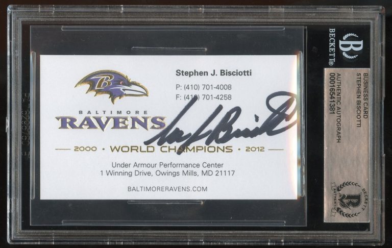 Stephen Bisciotti signed autograph auto Baltimore Ravens Business Card BAS Slab