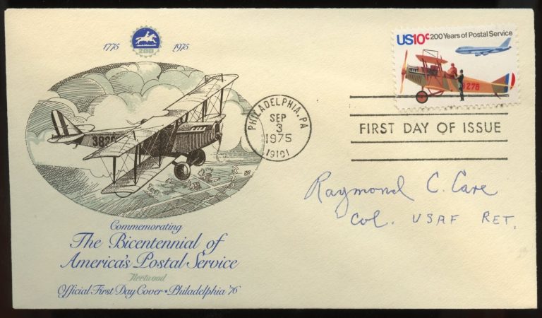 Raymond C. Care d1987 signed autograph auto First Day Cover WWII ACE & POW
