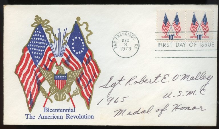 Robert E O'Malley signed autograph FDC Medal of Honor Recipient USMC Vietnam War