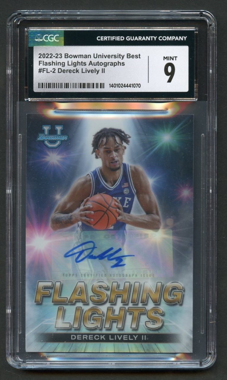 Dereck Lively Bowman University Best 2022-23 Flashing Lights Autographs CGC 9