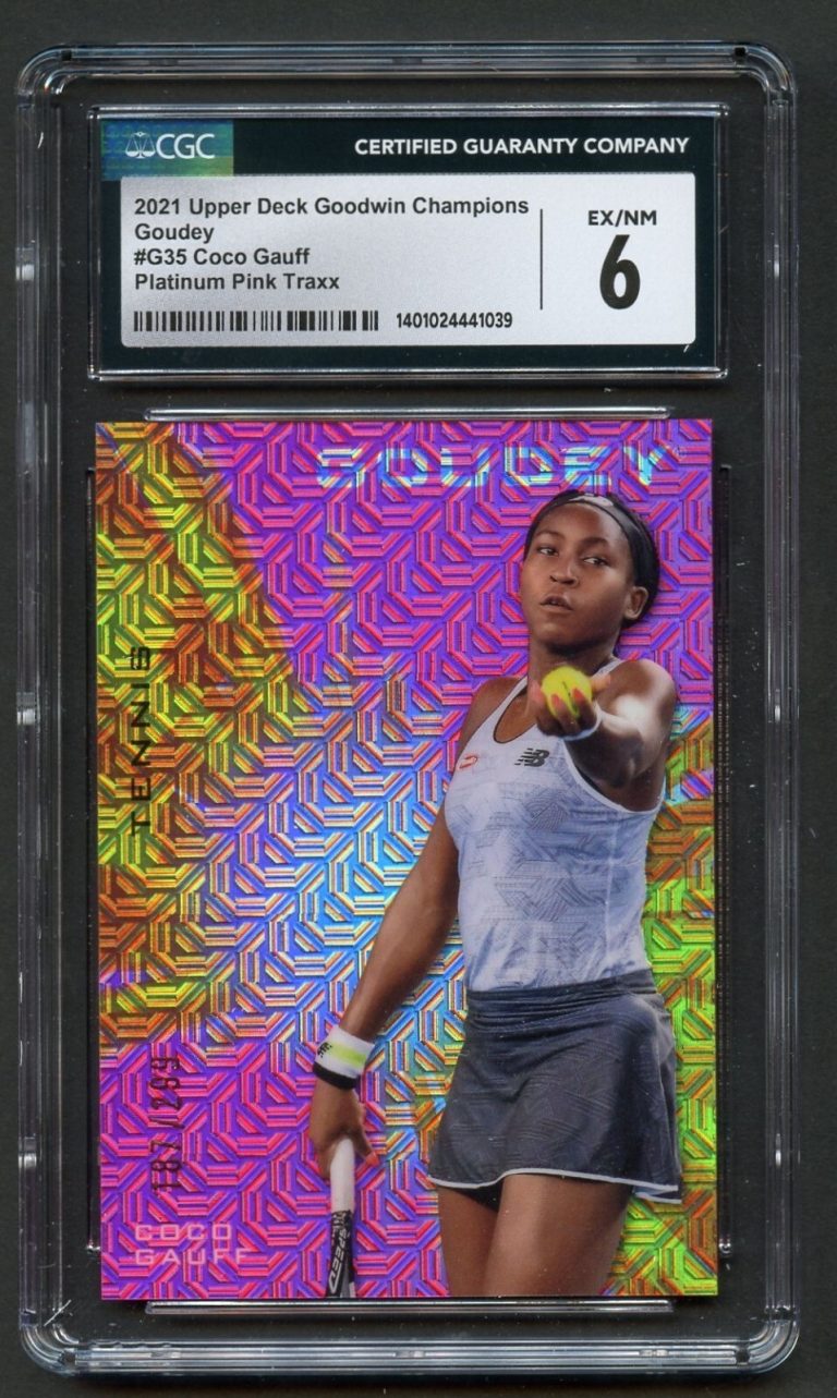 Coco Gauff 2021 Upper Deck Goodwin Champions Goudey Platinum Pink Traxx CGC 6