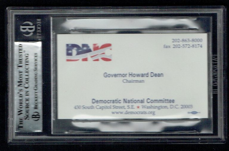 Howard Dean signed autograph Business Card DNC Democratic Committee Chairman BAS