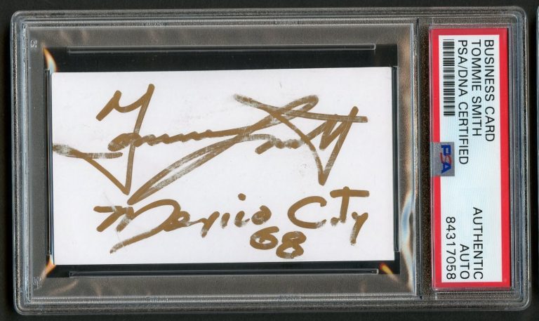 Tommie Smith signed autograph author lecturer Business Card PSA Slabbed