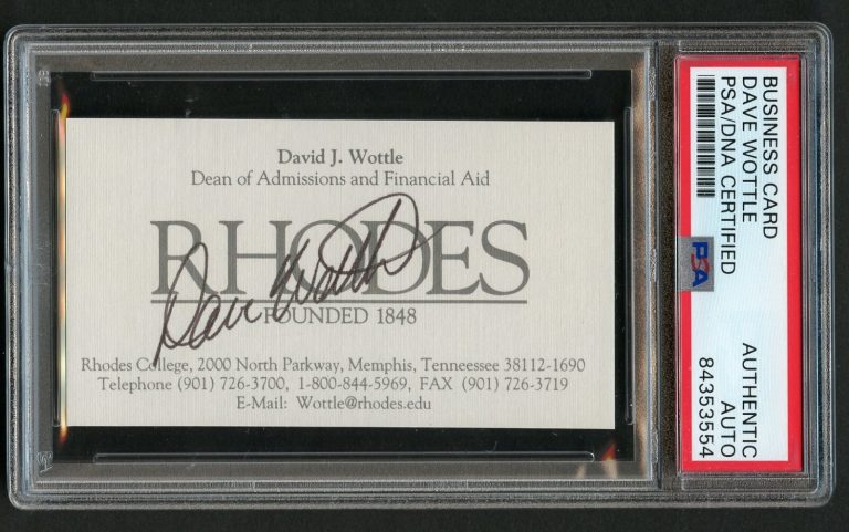 Dave Wottle signed autograph Business Card Rhodes Dean of Admissions PSA Slabbed