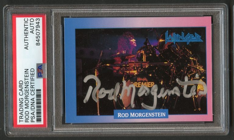 Rod Morgenstein #84 signed autograph 1991 RockCards Winger Card PSA Slabbed