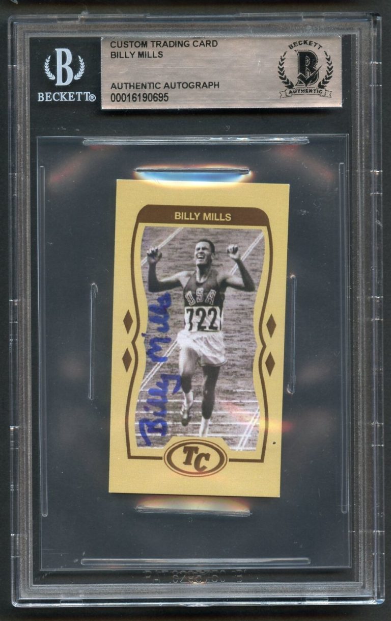 Billy Mills signed autograph auto Tobacco Classics Mini Trading Card BAS Slabbed