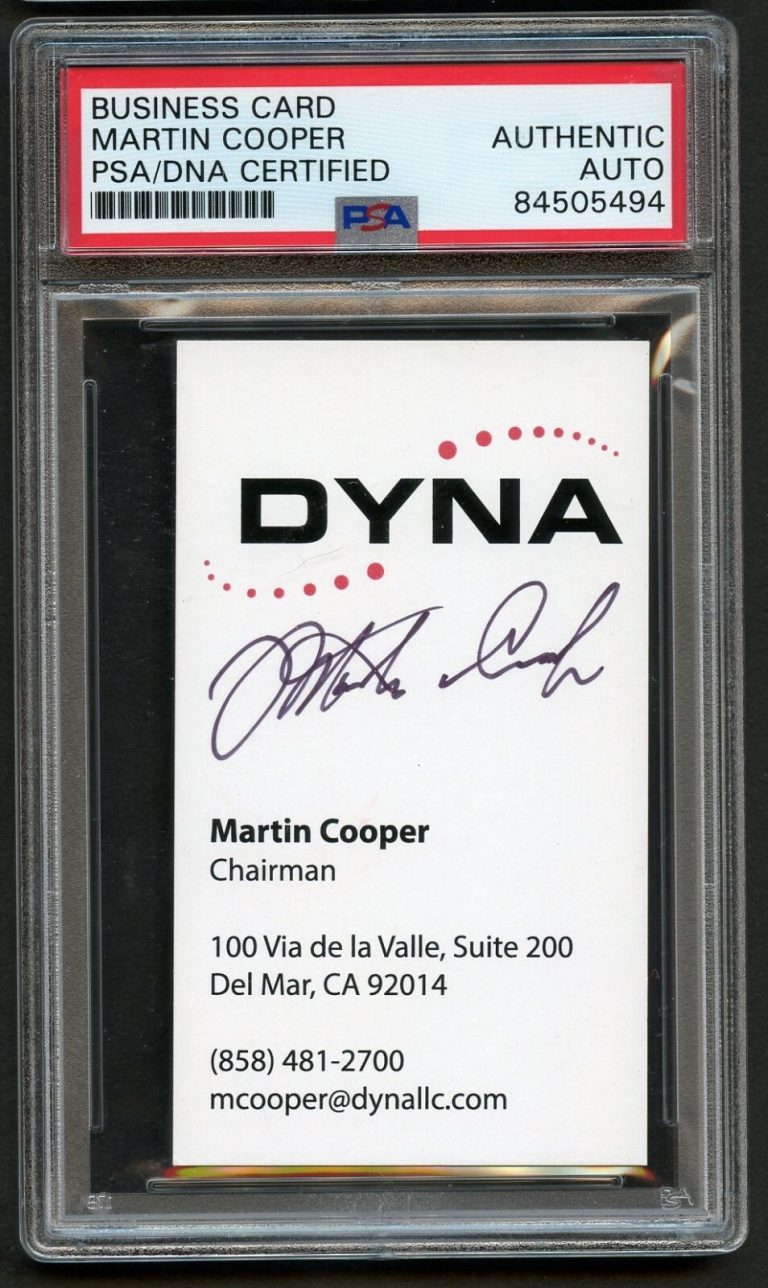 Martin Cooper signed autograph auto Cell Phone Inventor Business Card PSA Slab
