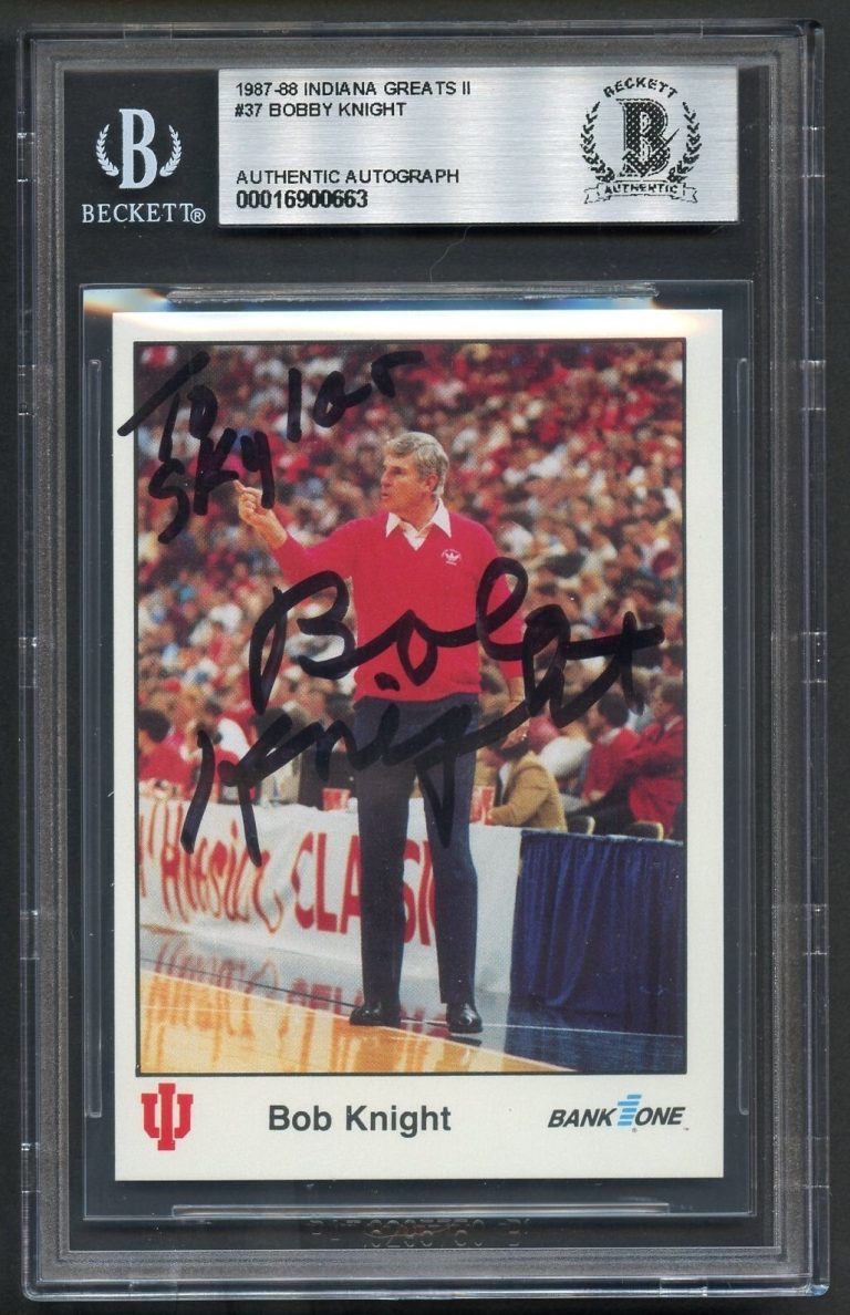 Bobby Knight #37 signed autograph 87-88 Indiana Greats Basketball Coach BAS Slab