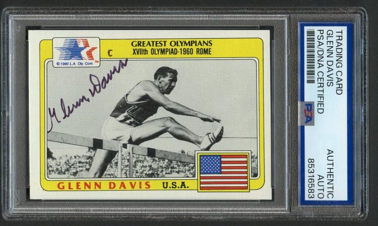 Glenn Davis #97 signed autograph 1983 Topps Greatest Olympians Card PSA Slabbed