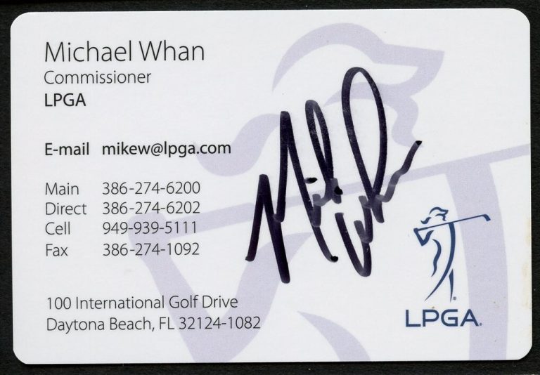Michael Whan signed autograph Commissioner of the LPGA Business Card BC003