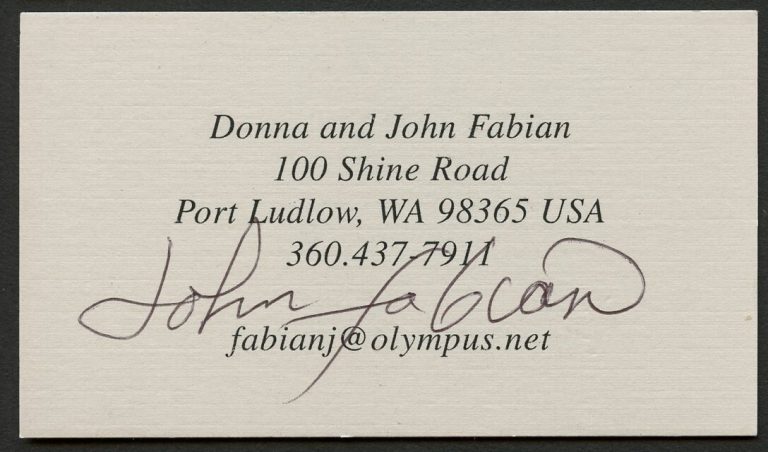 John Fabian signed autograph Former Astronaut NASA Air Force Business Card BC439