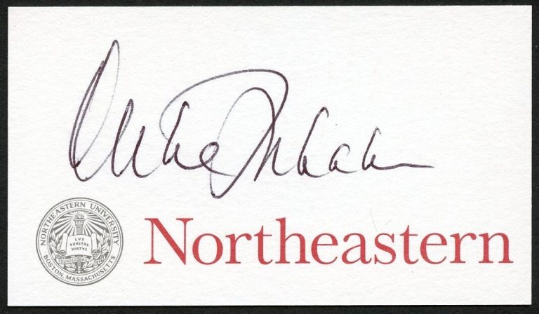 Michael S Dukakis signed autograph Distinguished Professor Business Card BC408