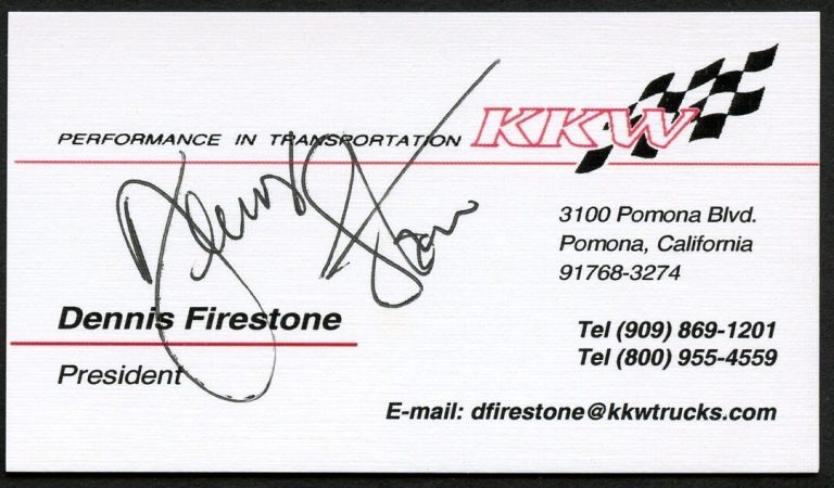 Dennis Firestone signed autograph President KKW Business Card BC419