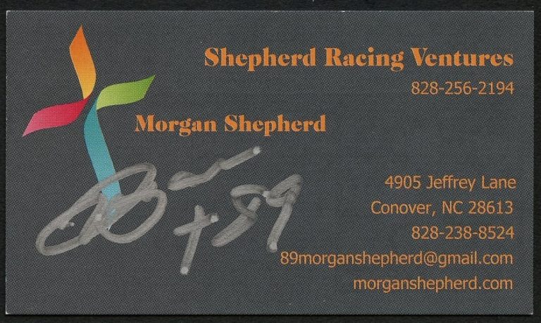Morgan Shepherd signed autograph Shepherd Racing Ventures Business Card BC414