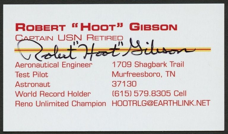 Robert Hoot Gibson signed autograph Captain USN Pilot Business Card BC436