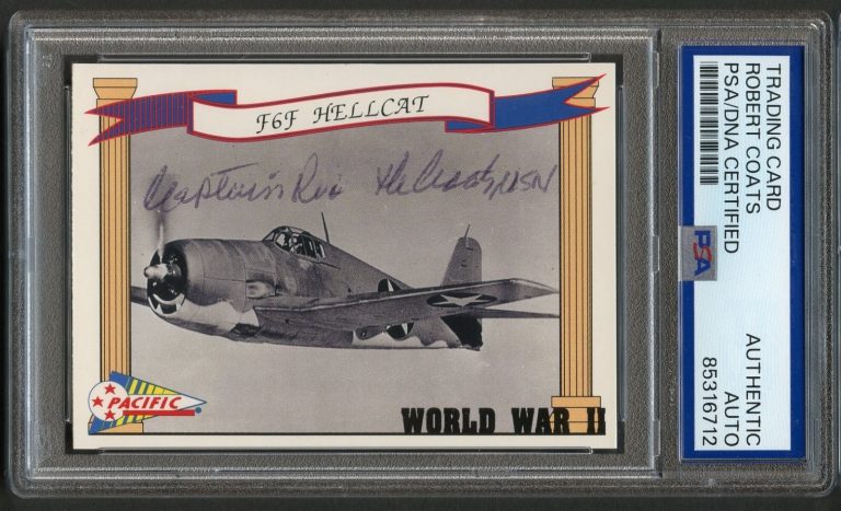 Robert Coats signed autograph auto US Navy ACE WWII Card PSA Slabbed