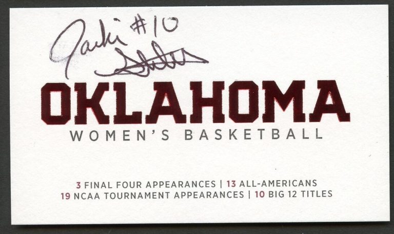 Jackie Stiles signed autograph Coach Oklahoma University Business Card BC165