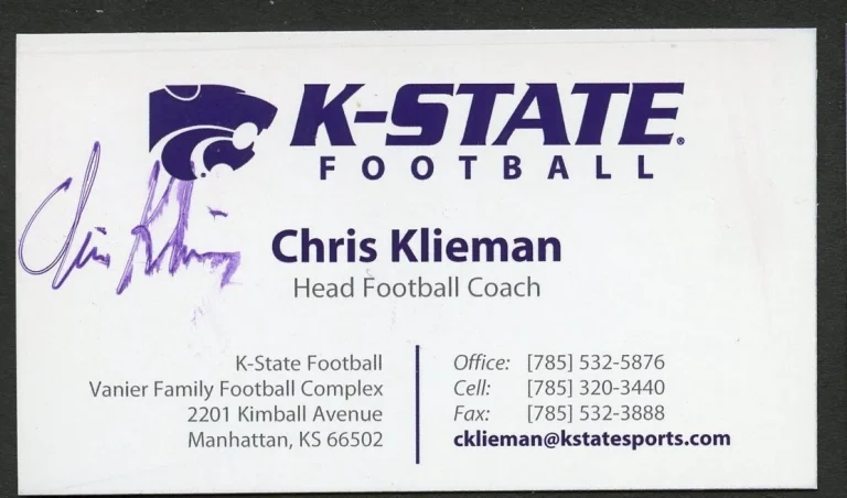 Chris Klieman signed autograph Head Coach Football K-State Business Card BC141