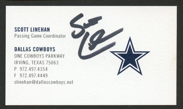 Scott Linehan signed autograph Passing Game Coordinator Business Card BC148