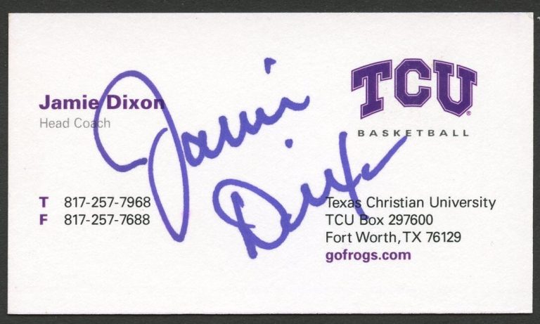Jamie Dixon signed autograph Head Coach Basketball TCU Business Card BC127