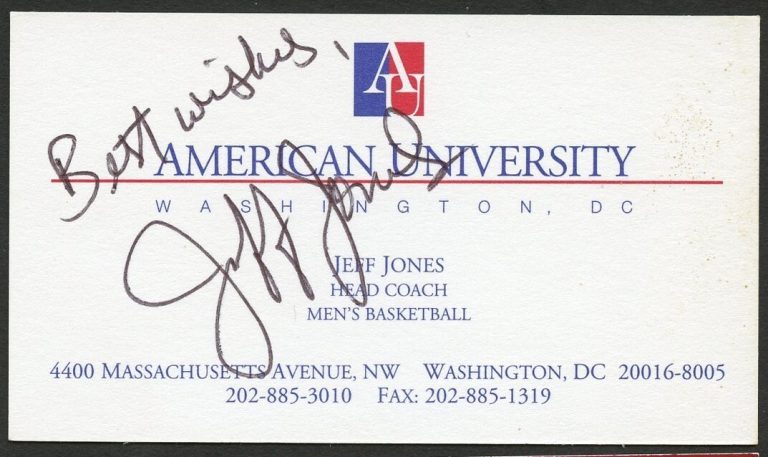 Jeff Jones signed autograph Coach American University Business Card BC113