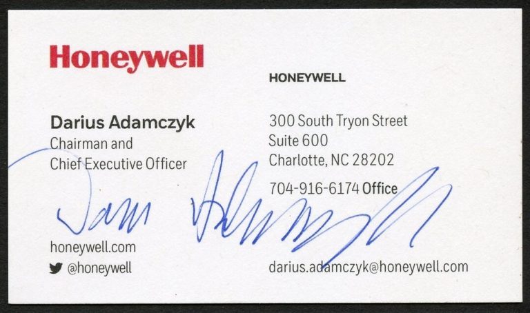 Darius Adamczyk signed autograph CEO Honeywell Business Card BC100