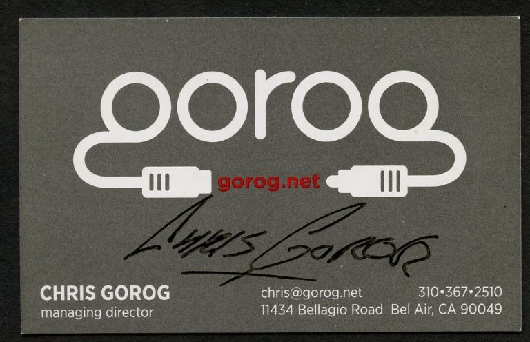 Chris Gorog signed autograph Managing Director Gorog.net Business Card BC077