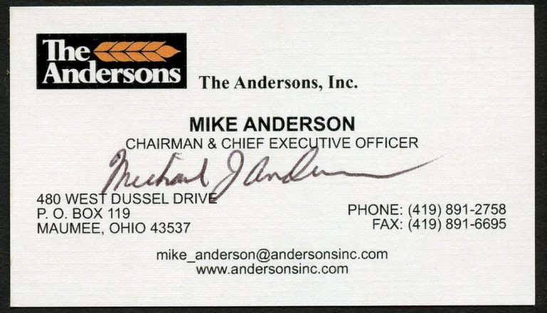 Mike Anderson signed autograph CEO The Andersons Business Card BC097