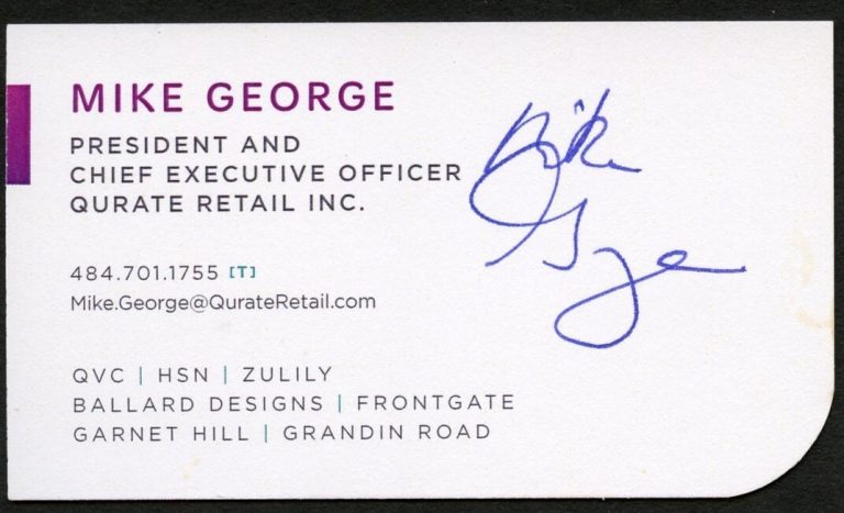 Mike George signed autograph President Qurate Retail Inc. Business Card BC080
