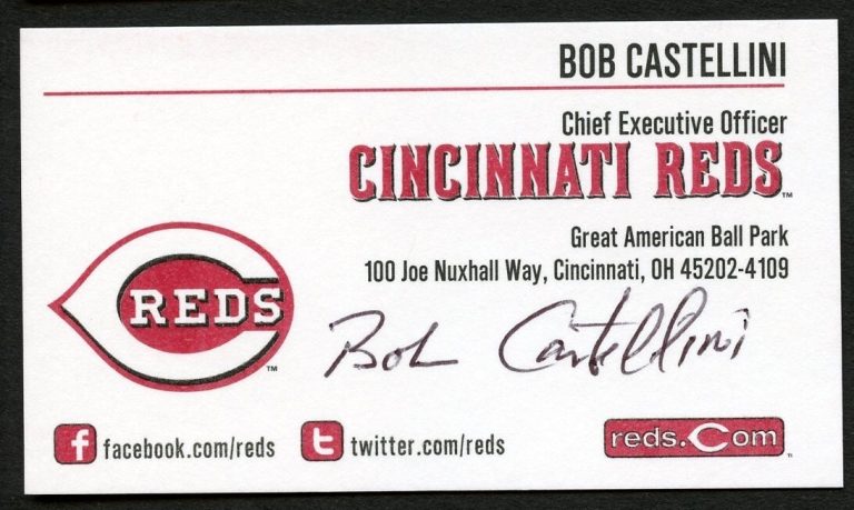 Bob Castellini signed autograph auto CEO Cincinnati Reds Business Card BC552