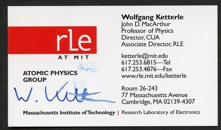 Wolfgang Ketterle signed autograph Atomic Physics Group Business Card BC530