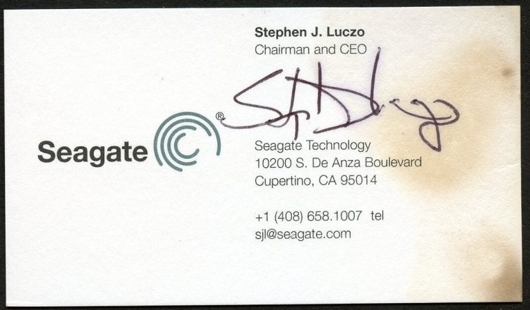 Stephen J. Luczo signed autograph CEO Seagate Technology Business Card BC061